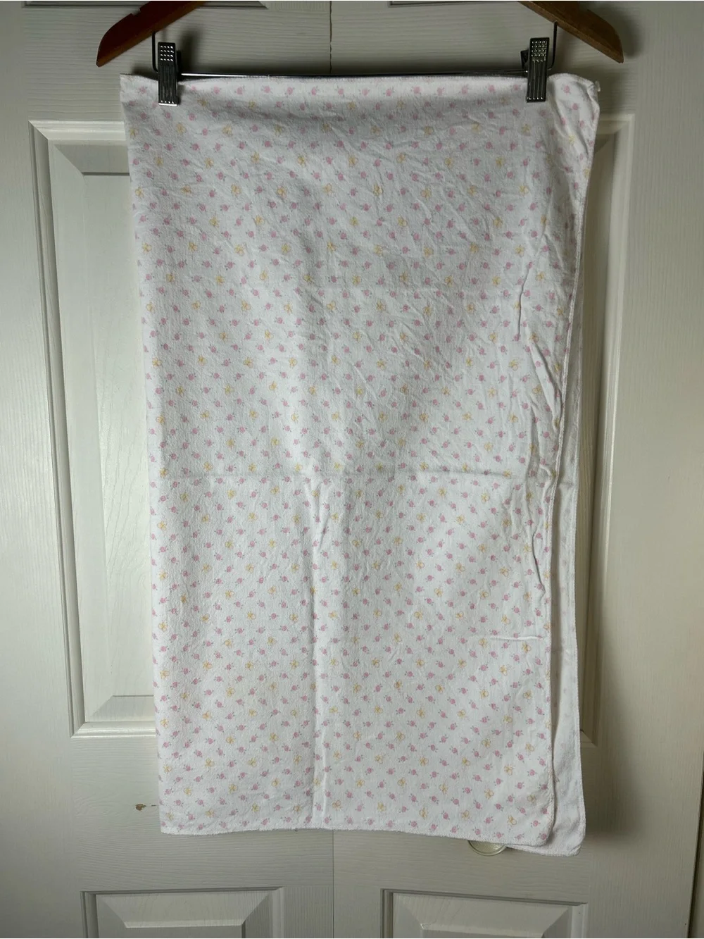 Vintage Pink White Yellow Floral Butterfly Baby Receiving Blanket Flannel Flower